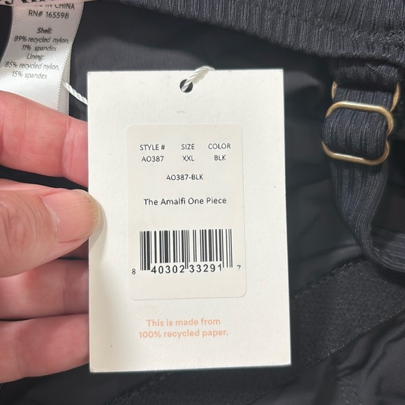 Andie The Amalfi Rib‎ One Piece Swimsuit Black plus size XXL NWT - Picture 8 of 8